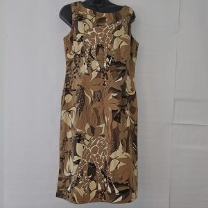 Talbots Tan and Cream Giraffe Pattern Dress Womens Size 10
